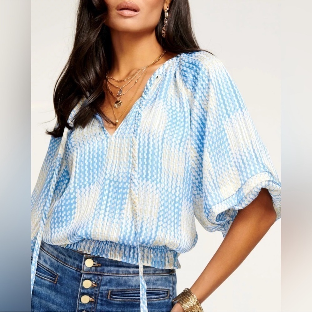 NWT Ramy Brook Printed‎ Elise Top Daffodil Combo Size M Blouse - Picture 2 of 9